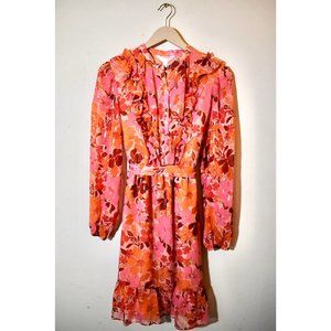 NWT Lauren Conrad Pink and Red Mini Ruffled Dress